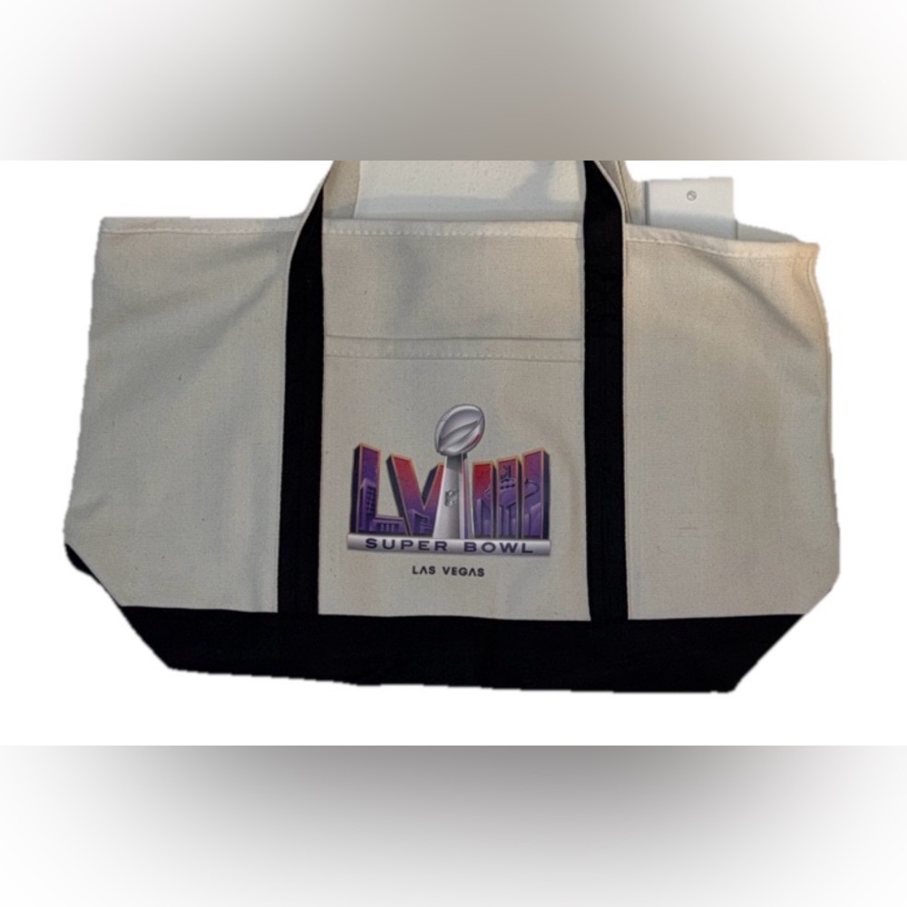 Super Bowl LVIII Las Vegas NFL Large Canvas Tote Bag Zipper
